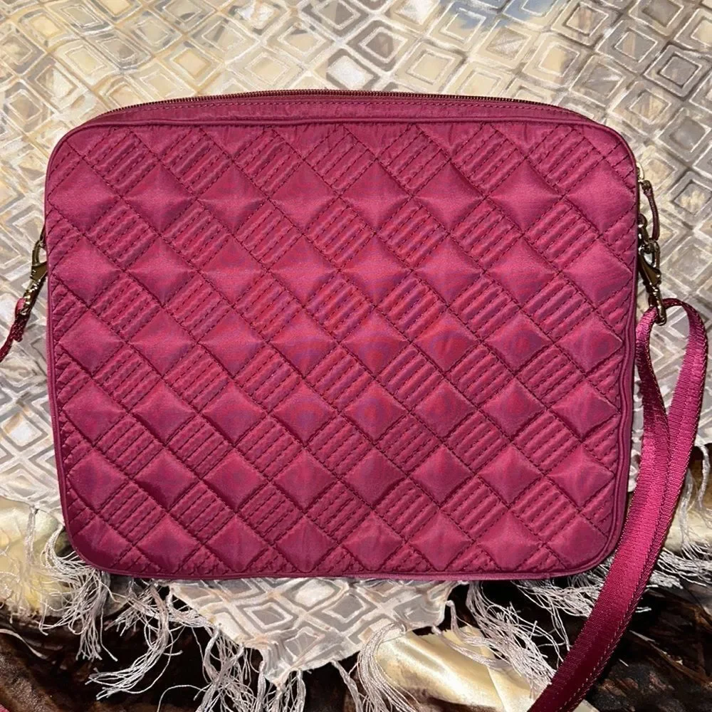 Cole Haan Fuchsia Quilted Padded Laptop Case Bag